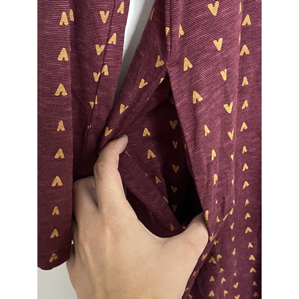 TOAD AND CO Burgundy Organic Cotton Long Sleeve Dress with V Pattern Small - Picture 5 of 6